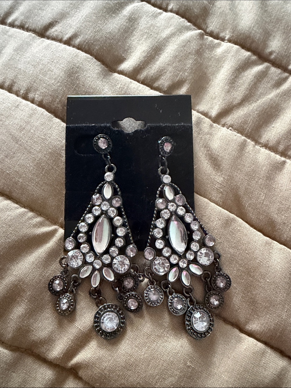Crystal Chandelier Drop Earrings — Silver-Tone
